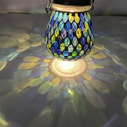 Traditional Tiffany Solar Waterproof Mason Jar Round Glass LED Outdoor Light For Garden