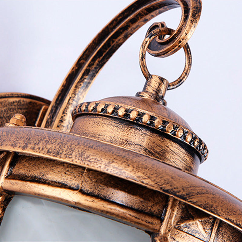 Traditional French Waterproof Lantern-Shaped Faux Marble Aluminum 1-Light Wall Sconce Lamp For Garden