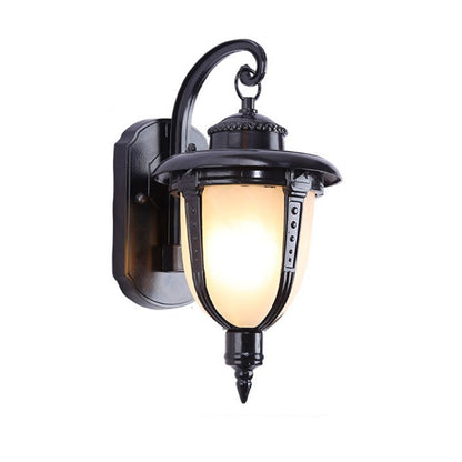 Traditional French Waterproof Lantern-Shaped Faux Marble Aluminum 1-Light Wall Sconce Lamp For Garden