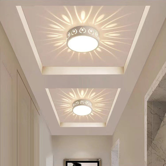 Contemporary Nordic Iron Acrylic Round Shadow LED Flush Mount Ceiling Light For Hallway