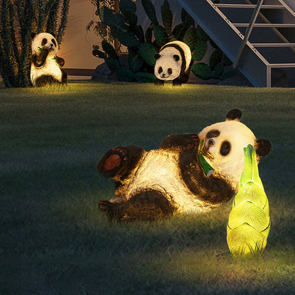 Modern Art Deco Solar Waterproof Resin Fiberglass Imitation Panda Bamboo Shoot LED Outdoor Light Landscape Lighting For Garden