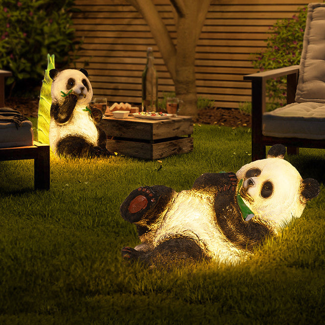 Modern Art Deco Solar Waterproof Resin Fiberglass Imitation Panda Bamboo Shoot LED Outdoor Light Landscape Lighting For Garden