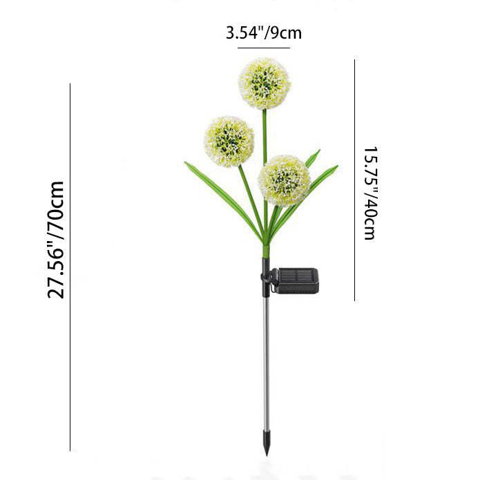Modern Art Deco Solar Waterproof Stainless Steel ABS Copper Wire Dandelion Plant Ball Ground Plug LED Outdoor Light Landscape Lighting For Garden