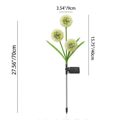 Modern Art Deco Solar Waterproof Stainless Steel ABS Copper Wire Dandelion Plant Ball Ground Plug LED Outdoor Light Landscape Lighting For Garden