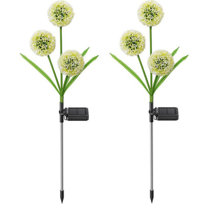 Modern Art Deco Solar Waterproof Stainless Steel ABS Copper Wire Dandelion Plant Ball Ground Plug LED Outdoor Light Landscape Lighting For Garden