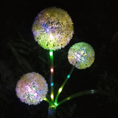 Modern Art Deco Solar Waterproof Stainless Steel ABS Copper Wire Dandelion Plant Ball Ground Plug LED Outdoor Light Landscape Lighting For Garden