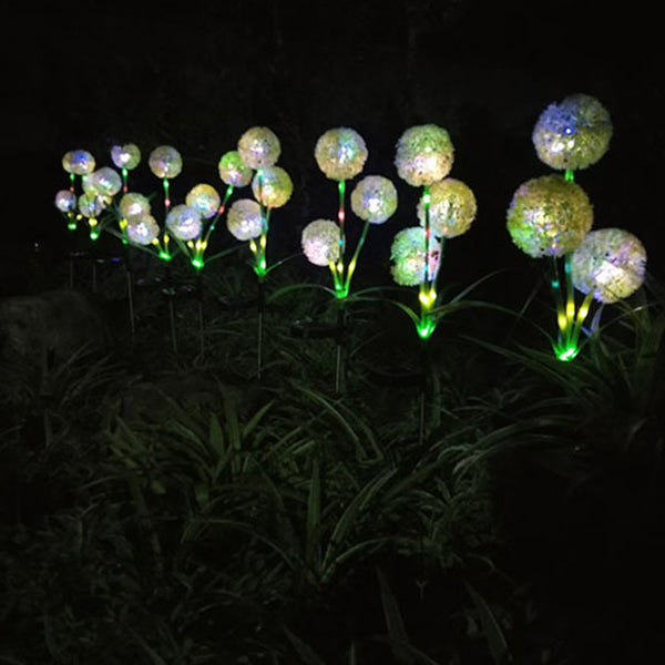 Modern Art Deco Solar Waterproof Stainless Steel ABS Copper Wire Dandelion Plant Ball Ground Plug LED Outdoor Light Landscape Lighting For Garden