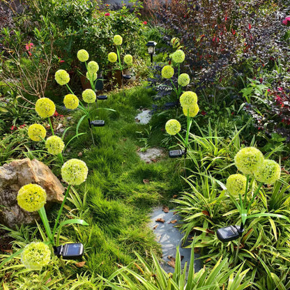 Modern Art Deco Solar Waterproof Stainless Steel ABS Copper Wire Dandelion Plant Ball Ground Plug LED Outdoor Light Landscape Lighting For Garden