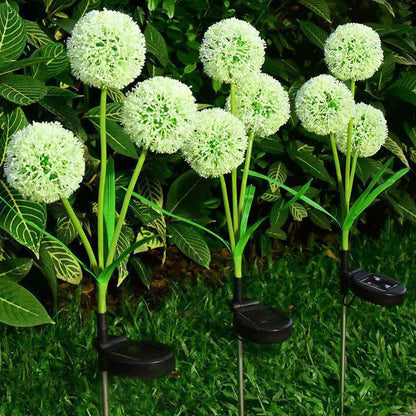 Modern Art Deco Solar Waterproof Stainless Steel ABS Copper Wire Dandelion Plant Ball Ground Plug LED Outdoor Light Landscape Lighting For Garden