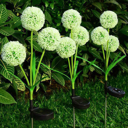Modern Art Deco Solar Waterproof Stainless Steel ABS Copper Wire Dandelion Plant Ball Ground Plug LED Outdoor Light Landscape Lighting For Garden