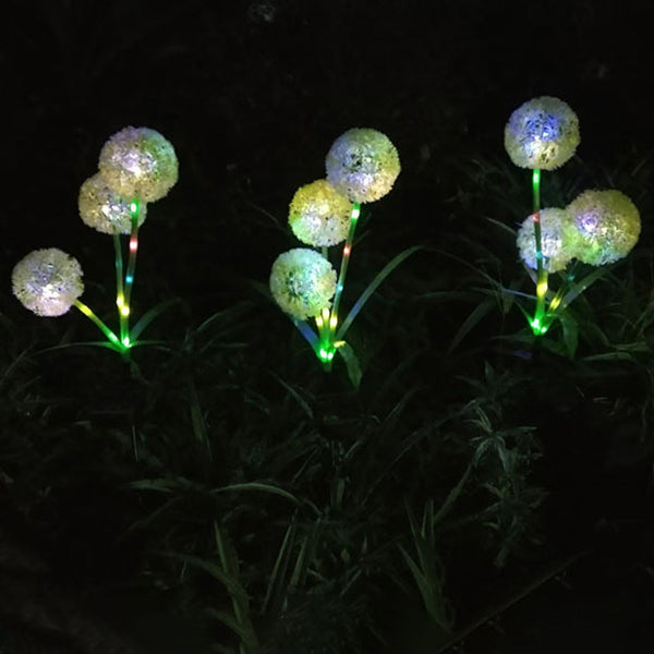 Modern Art Deco Solar Waterproof Stainless Steel ABS Copper Wire Dandelion Plant Ball Ground Plug LED Outdoor Light Landscape Lighting For Garden