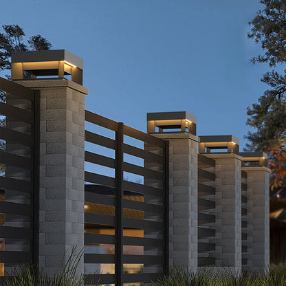 Modern Minimalist Square Geometric Galvanized Iron LED Outdoor Waterproof Pillar Light Landscape Light For Garden