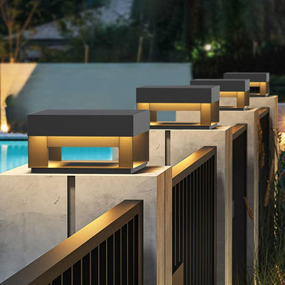 Modern Minimalist Square Geometric Galvanized Iron LED Outdoor Waterproof Pillar Light Landscape Light For Garden