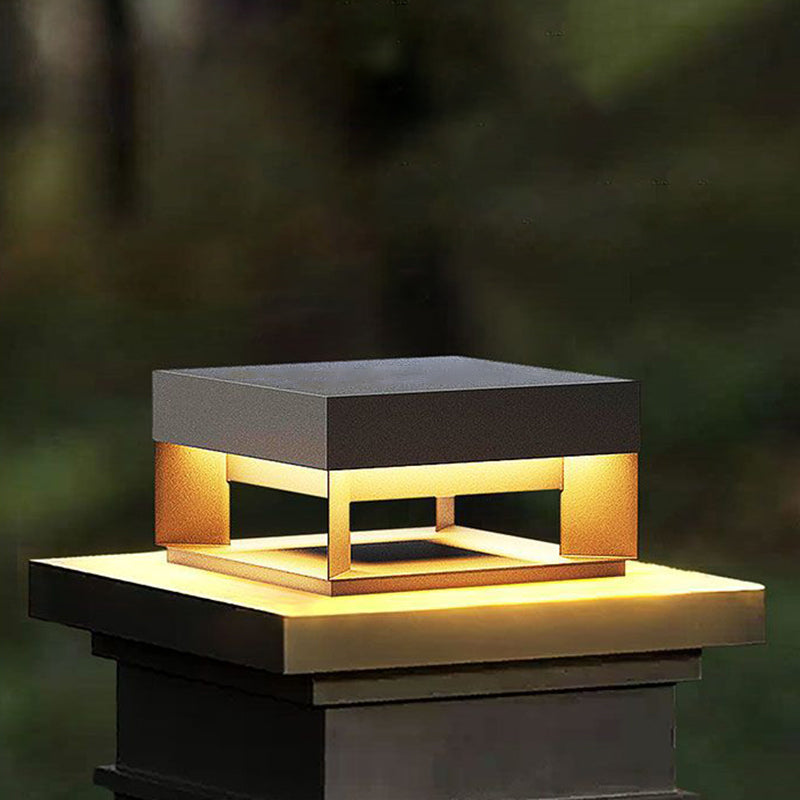 Modern Minimalist Square Geometric Galvanized Iron LED Outdoor Waterproof Pillar Light Landscape Light For Garden