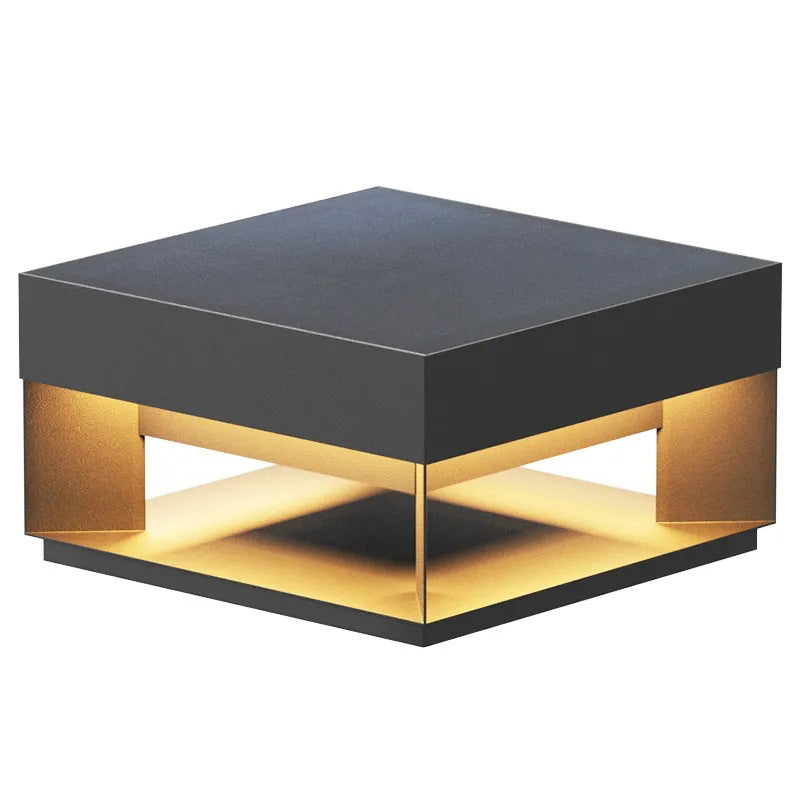 Modern Minimalist Square Geometric Galvanized Iron LED Outdoor Waterproof Pillar Light Landscape Light For Garden