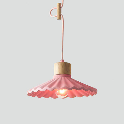 Modern Macaron Cement Scalloped Shade 1-Light Pendant Light for Living Room