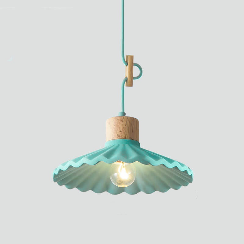 Modern Macaron Cement Scalloped Shade 1-Light Pendant Light for Living Room