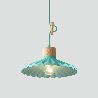 Modern Macaron Cement Scalloped Shade 1-Light Pendant Light for Living Room
