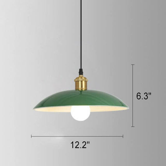 Industrial Vintage Green Iron Dome Cone 1-Light Pendant Light