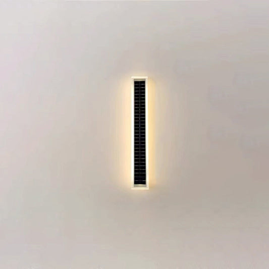 Modern Minimalist Aluminum Acrylic Outdoor Solar Rectangular Strip Waterproof Patio LED Wall Sconce Lamp for Outdoor Patio