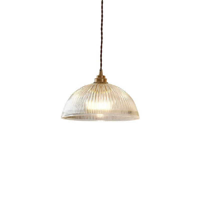 Modern Minimalist Clear Brass Glass Dome Pot Lid 1-Light Pendant Light