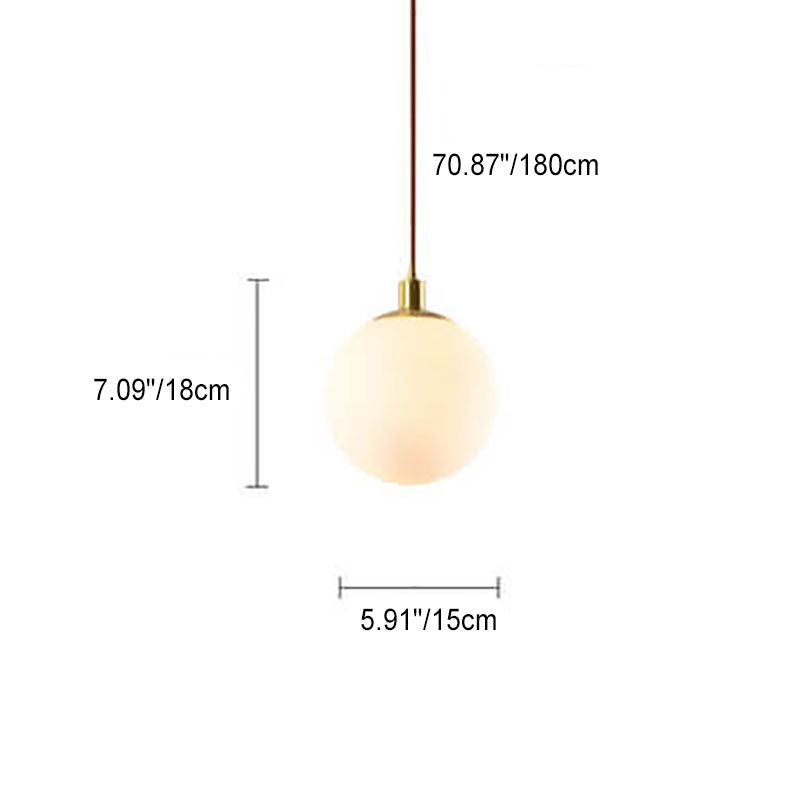 Contemporary Nordic Minimalist White Orb 1-Light Pendant Light For Bedroom