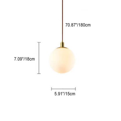 Contemporary Nordic Minimalist White Orb 1-Light Pendant Light For Bedroom