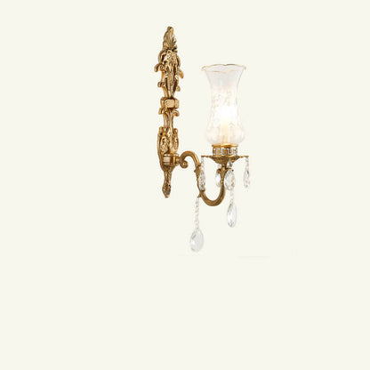 Traditional French Crystal Candelabra Brass 1/2 Light Wall Sconce Lamp