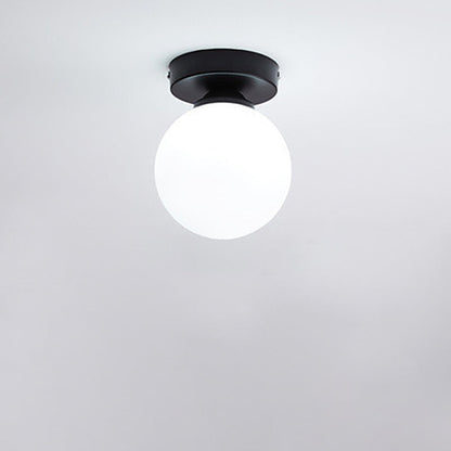 Modern Minimalist Glass Round Ball 1-Light Semi-Flush Mount Ceiling Light For Hallway