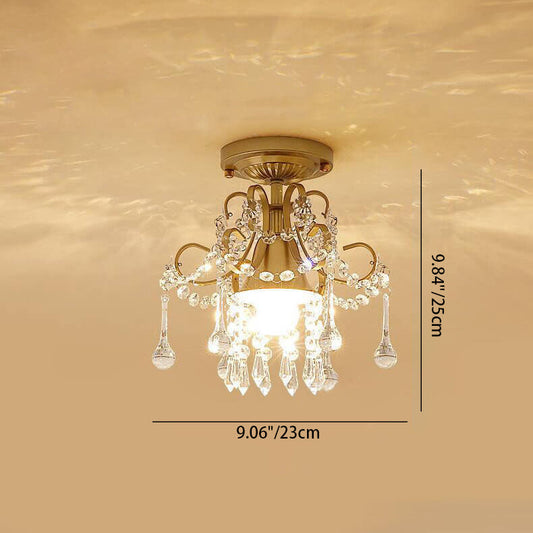 Modern Simple Crystal Flower-Shaped 1/3-Light Semi-Flush Mount Ceiling Light