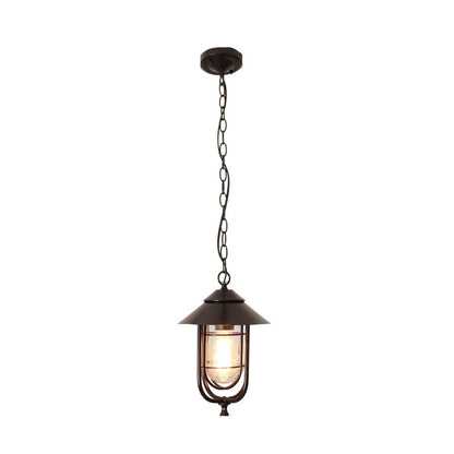 Contemporary Industrial Aluminum Glass Cage 1-Light Outdoor Waterproof Pendant Light For Living Room & Bedroom & Outdoor