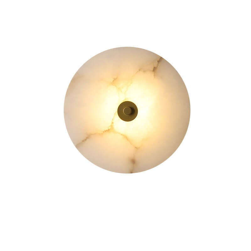 Contemporary Luxury Round Marble Iron LED Wall Sconce Lamp For Living Room & Bedroom