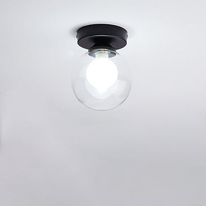 Modern Minimalist Glass Round Ball 1-Light Semi-Flush Mount Ceiling Light For Hallway