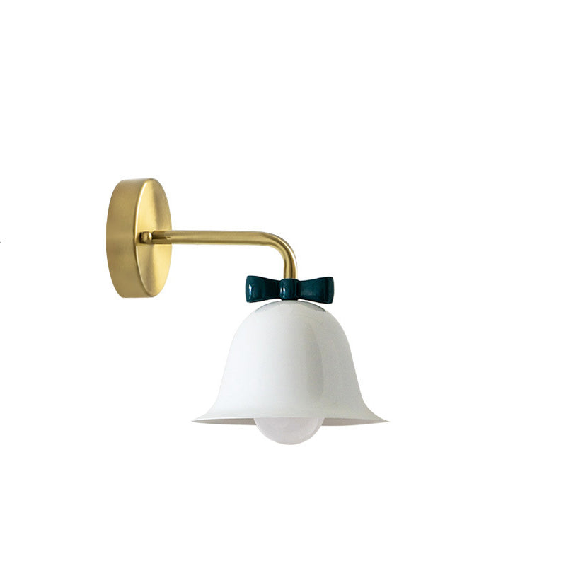 Traditional French Bell Butterfly Round Iron 1-Light Wall Sconce Lamp for Living Room