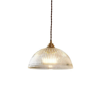 Modern Minimalist Clear Brass Glass Dome Pot Lid 1-Light Pendant Light