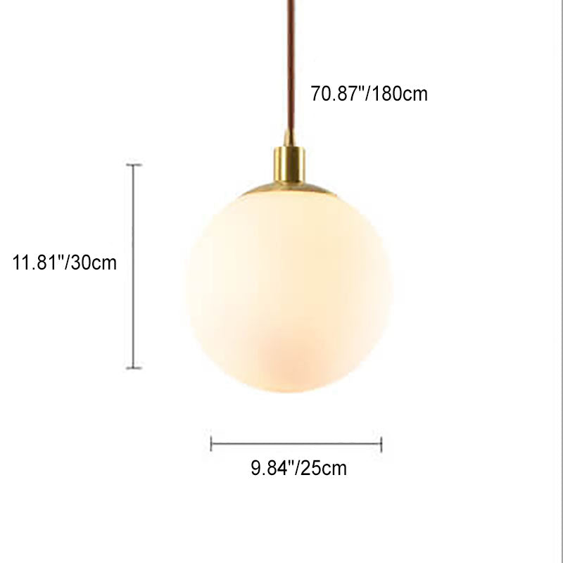 Contemporary Nordic Minimalist White Orb 1-Light Pendant Light For Bedroom