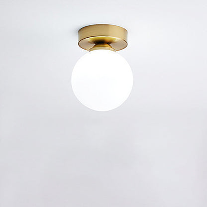 Modern Minimalist Glass Round Ball 1-Light Semi-Flush Mount Ceiling Light For Hallway