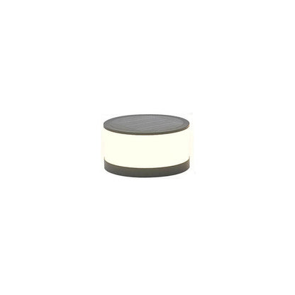 Modern Minimalist Solar Outdoor Round Column Post Head LED Waterproof Landscape Light for Garden