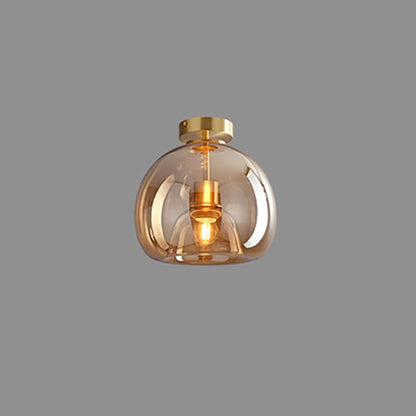 Contemporary Nordic Round Glass Iron Ball 1-Light Semi-Flush Mount Ceiling Light for Living Room