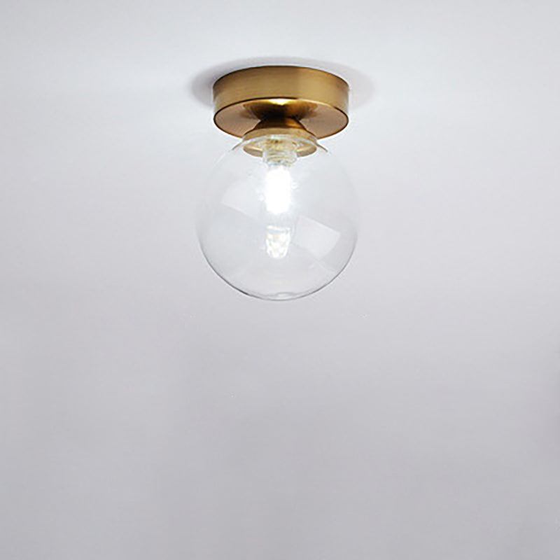 Modern Minimalist Glass Round Ball 1-Light Semi-Flush Mount Ceiling Light For Hallway