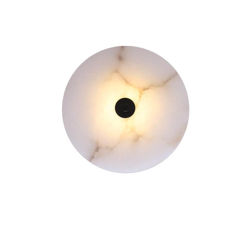 Contemporary Luxury Round Marble Iron LED Wall Sconce Lamp For Living Room & Bedroom