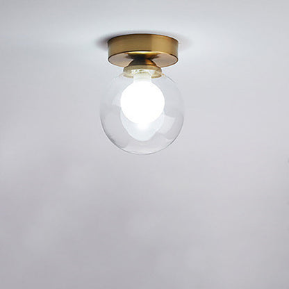 Modern Minimalist Glass Round Ball 1-Light Semi-Flush Mount Ceiling Light For Hallway