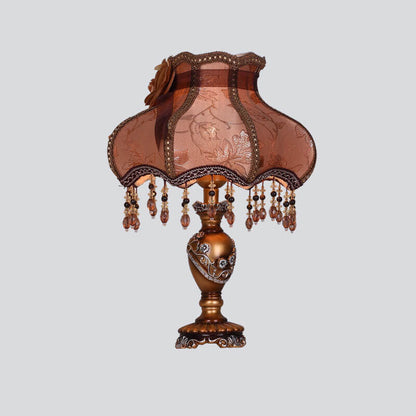 European Luxury  Fabric Lace Resin 1-Light Table Lamp
