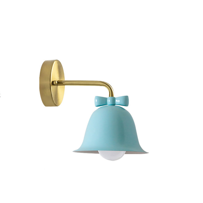 Traditional French Bell Butterfly Round Iron 1-Light Wall Sconce Lamp for Living Room