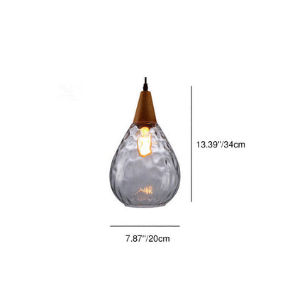 Modern Minimalist Round Water Ripple Wood Glass 1-Light Pendant Light For Bedroom