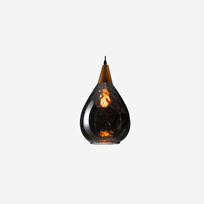 Modern Minimalist Round Water Ripple Wood Glass 1-Light Pendant Light For Bedroom