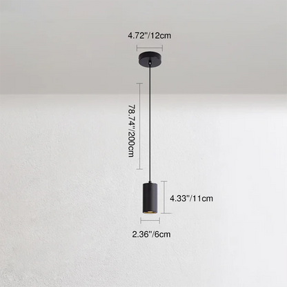 Modern Minimalist Column Iron Mini 1-Light Pendant Light For Living Room