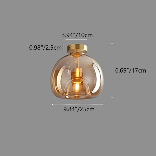Contemporary Nordic Round Glass Iron Ball 1-Light Semi-Flush Mount Ceiling Light for Living Room